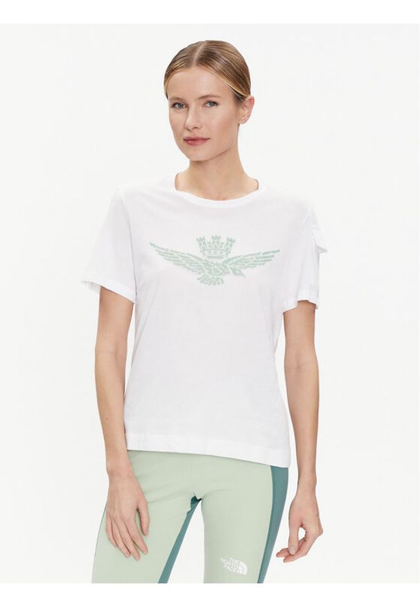 Aeronautica Militare T-Shirt 241TS2223DJ510 Biały Comfort Fit. Kolor: biały. Materiał: bawełna