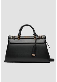 Guess - GUESS Czarna torebka Sestri Logo Luxury. Kolor: czarny. Materiał: skórzane