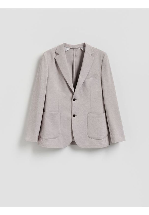 Reserved - Marynarka slim fit z dodatkiem wiskozy - bordowy. Kolor: czerwony. Materiał: wiskoza. Styl: sportowy