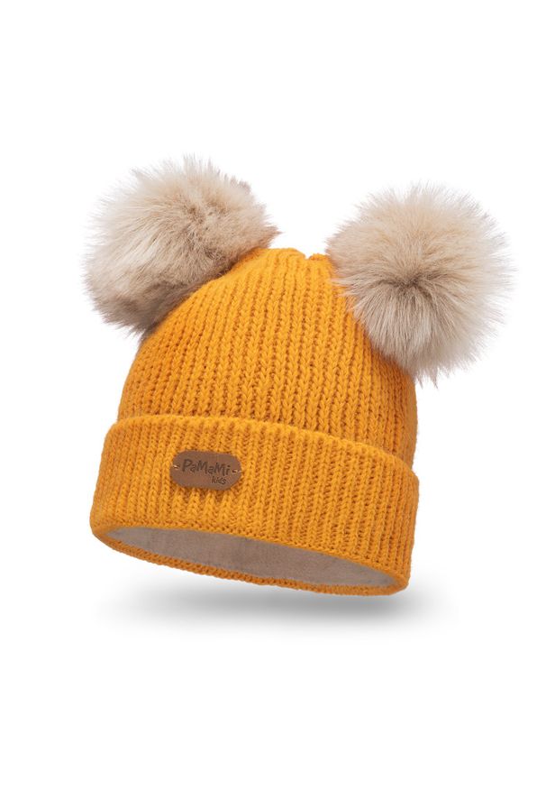 Zimowa czapka dziewczęca PaMaMi - Miodowy. Kolor: pomarańczowy. Materiał: poliamid, akryl. Sezon: zima