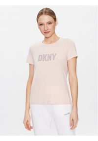DKNY T-Shirt P9BH9AHQ Różowy Regular Fit. Kolor: różowy. Materiał: bawełna #1