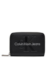 Calvin Klein Jeans Duży Portfel Damski Sculpted Med Zip Around Mono K60K607229 Czarny. Kolor: czarny. Materiał: skóra