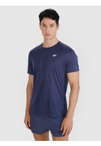 4f - 4F Koszulka do biegania regular szybkoschnąca męska - szara XXL. Kolor: szary. Materiał: włókno, dzianina, syntetyk, materiał. Długość rękawa: krótki rękaw. Długość: krótkie. Wzór: gładki, ze splotem. Sport: bieganie, fitness #1