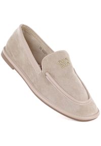 Półbuty damskie lordsy zamszowe beżowe Vinceza 62271. Kolor: beżowy. Materiał: tkanina #1