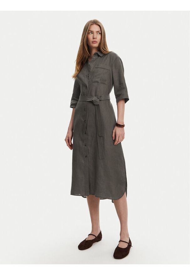 Max Mara Leisure Sukienka koszulowa Salute 2516221028 Zielony Regular Fit. Kolor: zielony. Materiał: len. Typ sukienki: koszulowe