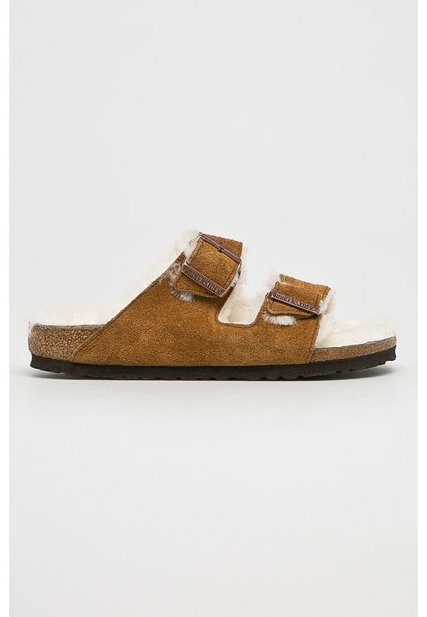 Birkenstock kapcie Arizona kolor brązowy. Kolor: brązowy