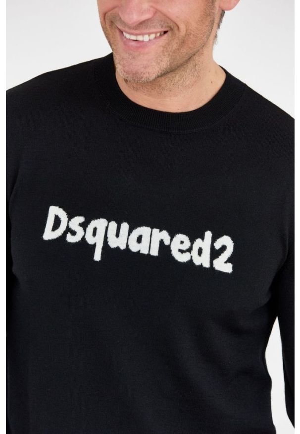 DSQUARED2 Czarny sweter męski cartoon pullover, Rozmiar XXL. Kolor: czarny. Materiał: wełna