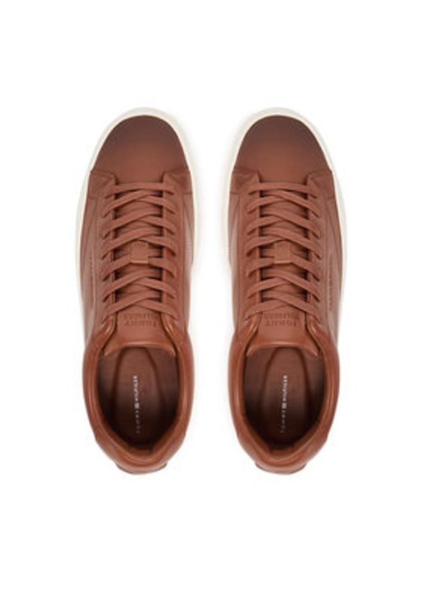 TOMMY HILFIGER - Tommy Hilfiger Sneakersy Premium Dress Cupsole Cognac FM0FM05771 Brązowy. Kolor: brązowy. Materiał: skóra