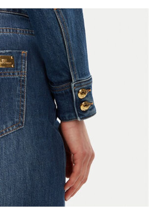 Elisabetta Franchi Kurtka jeansowa BJ-37I-51E2-V620 Niebieski Regular Fit. Kolor: niebieski. Materiał: bawełna