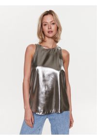 Sisley Top 5UGWLH00R Srebrny Regular Fit. Kolor: srebrny. Materiał: syntetyk