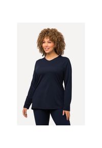 ULLA POPKEN - Damskie Bluzka narciarska funkcyjna szybkoschnąca komin długi rękaw. Typ kołnierza: komin. Kolekcja: plus size. Kolor: niebieski. Materiał: poliester, materiał, elastan. Długość rękawa: długi rękaw. Długość: długie #1