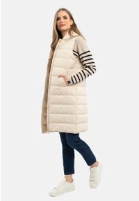 Volcano - Długi bezrękawnik V-KESIA. Okazja: na co dzień. Kolor: beżowy. Materiał: materiał, puch. Długość rękawa: bez rękawów. Długość: długie. Styl: casual #1