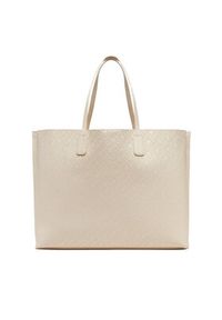 TOMMY HILFIGER - Tommy Hilfiger Torebka Th Distinct Tote Mono AW0AW17195 Beżowy. Kolor: beżowy. Materiał: skórzane