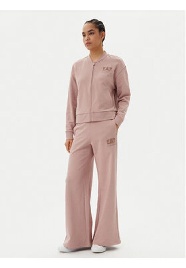 EA7 Emporio Armani Spodnie dresowe 7W000179 AF12473 U4079 Różowy Wide Leg. Kolor: różowy. Materiał: bawełna