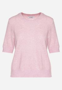 Born2be - Różowy Sweter z Wełną i Krótkim Rękawem Turosa. Okazja: na co dzień. Kolor: różowy. Materiał: wełna. Długość rękawa: krótki rękaw. Długość: krótkie. Styl: klasyczny, casual, elegancki #3
