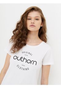 outhorn - T-shirt z nadrukiem damski. Materiał: bawełna, jersey. Wzór: nadruk