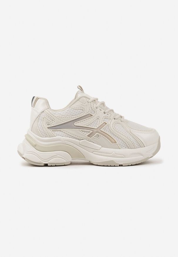 Born2be - Beżowe Sneakersy na Grubej Podeszwie Ozdobione Tłoczeniem Camilra. Okazja: na co dzień. Kolor: beżowy. Materiał: jeans. Wzór: aplikacja. Sezon: lato, wiosna