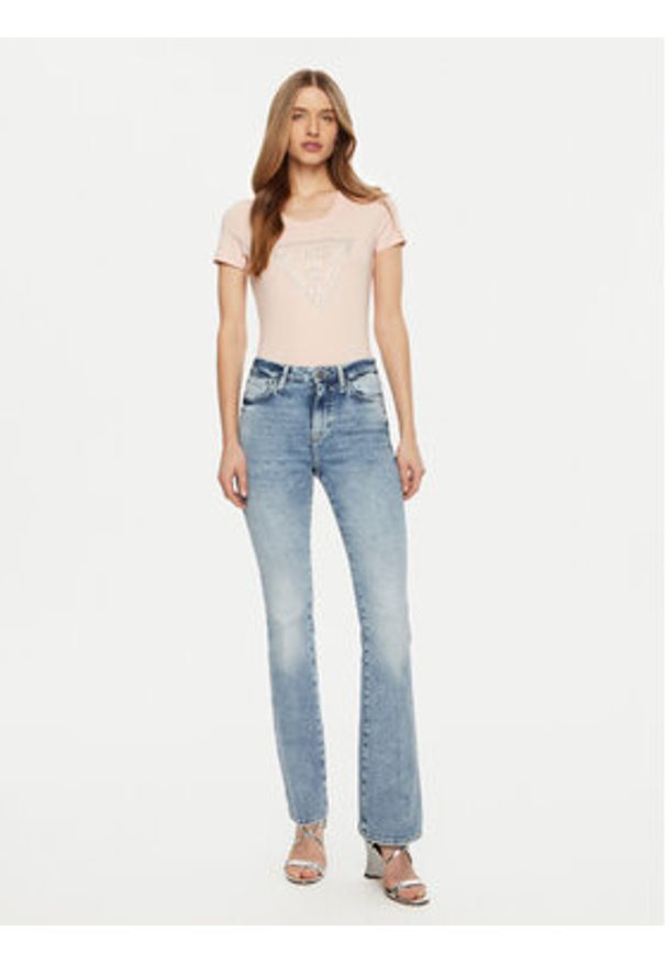 Guess T-Shirt W5RI11 J1314 Różowy Regular Fit. Kolor: różowy. Materiał: bawełna