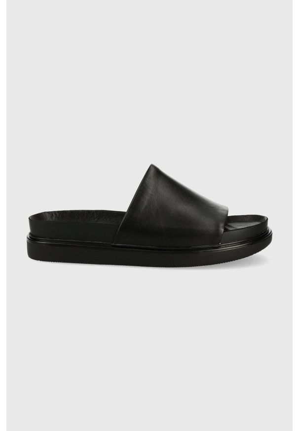 Vagabond Shoemakers klapki skórzane ERIN damskie kolor czarny na platformie. Kolor: czarny. Materiał: skóra. Wzór: gładki. Obcas: na platformie