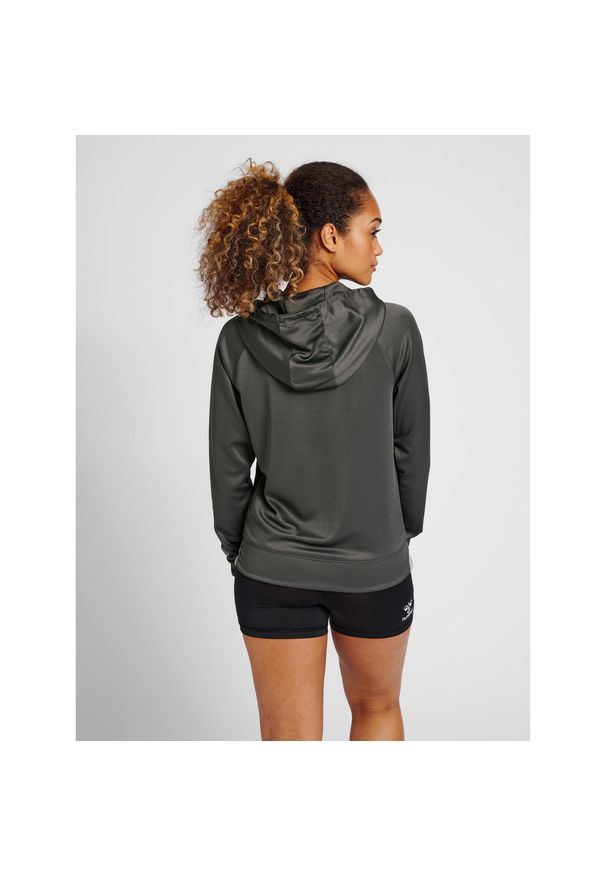Damska bluza z kapturem Hummel action. Typ kołnierza: kaptur. Kolor: szary, czarny, wielokolorowy, zielony. Sport: fitness