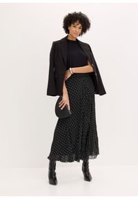bonprix - Spódnica z szyfonu z efektem kreszowania. Kolor: czarny. Materiał: szyfon. Styl: elegancki #3