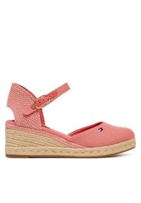 TOMMY HILFIGER - Tommy Hilfiger Espadryle Mid Wedge Espad Closed Toe FW0FW09233 Koralowy. Kolor: pomarańczowy. Materiał: materiał #1