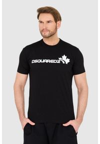 DSQUARED2 Czarny męski bawełniany t-shirt z dużym logo, Rozmiar XL. Kolor: czarny. Materiał: bawełna