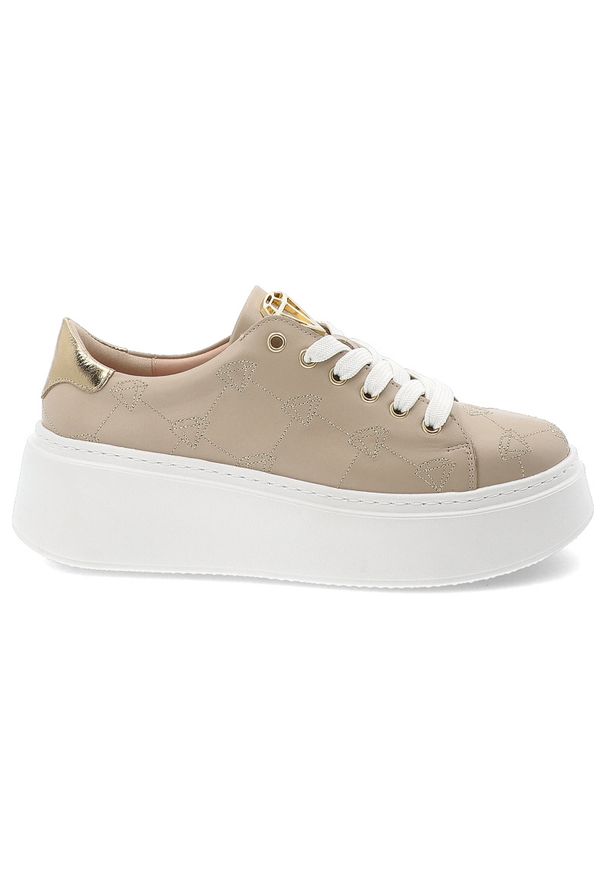 Beżowe Sneakersy Armodo Modne Obuwie Damskie. Okazja: na co dzień. Zapięcie: sznurówki. Kolor: beżowy. Materiał: materiał. Styl: klasyczny, elegancki, casual