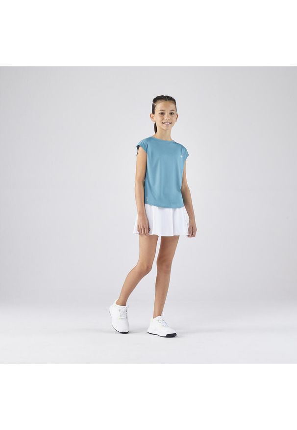 ARTENGO - Koszulka tenisowa dla dziewczynek Artengo TTS Soft. Kolor: niebieski. Materiał: materiał, tkanina, poliester, elastan. Sport: tenis