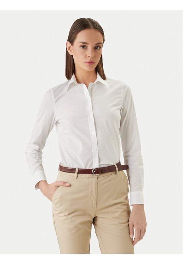 GANT - Gant Koszula 4300486 Biały Slim Fit. Kolor: biały. Materiał: bawełna
