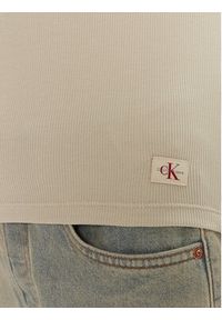 Calvin Klein Jeans Bluzka J20J224197 Beżowy Slim Fit. Kolor: beżowy. Materiał: bawełna