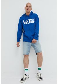 Vans bluza bawełniana męska z kapturem z nadrukiem. Okazja: na co dzień. Typ kołnierza: kaptur. Kolor: niebieski. Materiał: bawełna. Wzór: nadruk. Styl: casual #1