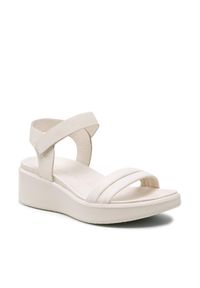 ecco - ECCO Sandały Flowt Wedge Lx W 27330359113 Beżowy. Kolor: beżowy. Materiał: skóra, nubuk