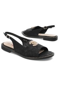 Czarne Sandały S.Barski Eleganckie Obuwie Damskie. Okazja: na co dzień. Zapięcie: pasek. Kolor: czarny. Materiał: skóra ekologiczna. Sezon: lato. Styl: elegancki #3