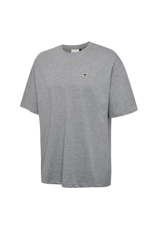 Luźna koszulka Hummel Bee. Typ kołnierza: polo. Kolor: szary. Materiał: bawełna. Wzór: haft, aplikacja