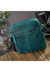 PAOLO PERUZZI - Skórzana listonoszka damska zielona vintage Paolo Peruzzi T-63-GR. Kolor: zielony. Materiał: skórzane. Styl: vintage. Rodzaj torebki: na ramię #1