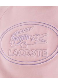 Lacoste - LACOSTE - Różowa bluza z haftowanym logo. Kolor: różowy, wielokolorowy, fioletowy. Materiał: jeans, bawełna, polar. Długość rękawa: raglanowy rękaw. Wzór: haft. Sezon: lato, wiosna. Styl: vintage #5