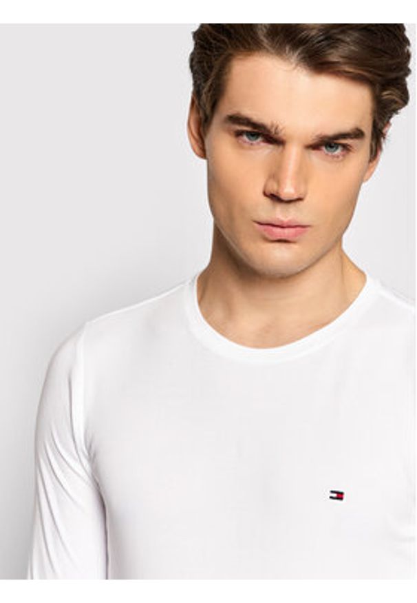 TOMMY HILFIGER - Tommy Hilfiger Longsleeve MW0MW10804 Biały Slim Fit. Kolor: biały. Materiał: bawełna. Długość rękawa: długi rękaw