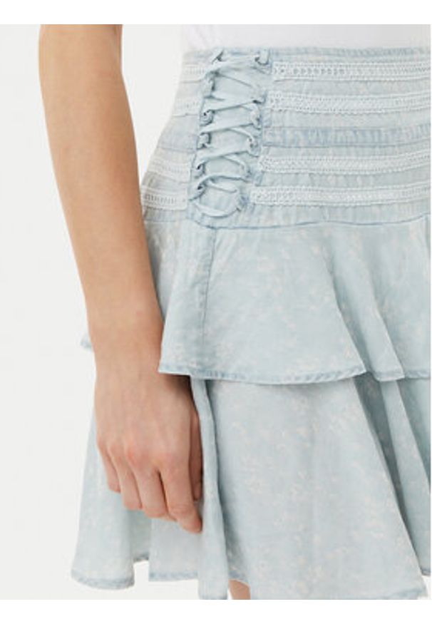 Guess Spódnica mini W5GD85 D5N81 Błękitny Regular Fit. Kolor: niebieski. Materiał: lyocell