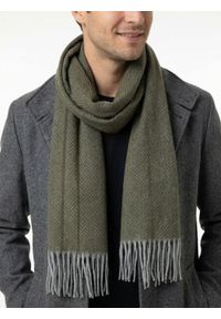 V. Fraas - Szalik z Frędzlami, Zielony, Oliwkowy w Jodełkę Miękki, Firmy V.Fraas -Cashmink. Kolor: zielony, oliwkowy, wielokolorowy. Materiał: tkanina, syntetyk, materiał, poliakryl, wełna. Wzór: jodełka. Sezon: lato #4