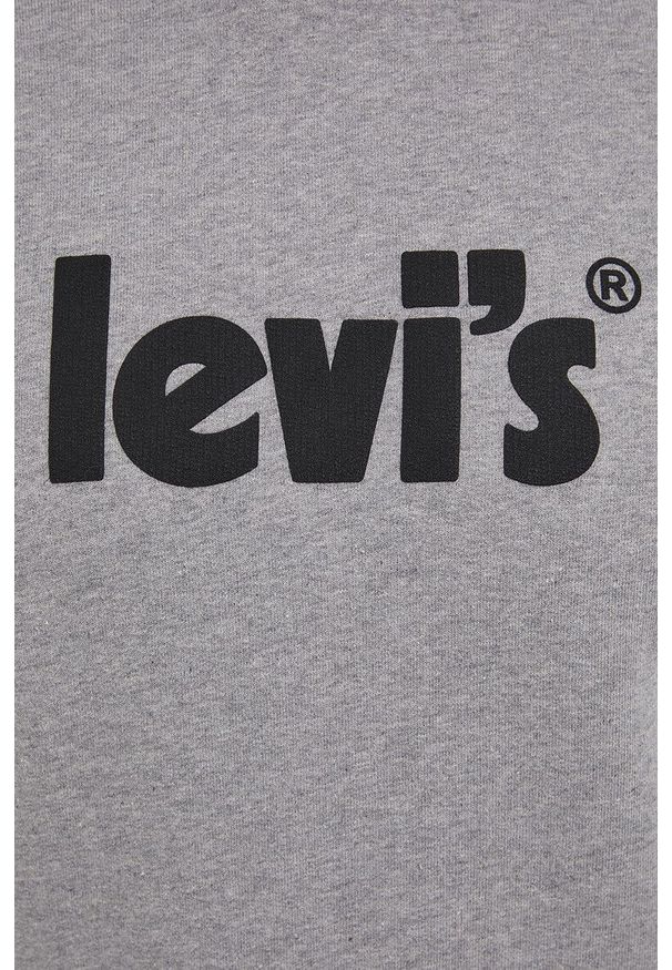 Levi's® - Levi's Bluza bawełniana męska kolor szary z kapturem z nadrukiem. Okazja: na spotkanie biznesowe. Typ kołnierza: kaptur. Kolor: szary. Materiał: bawełna. Wzór: nadruk. Styl: biznesowy