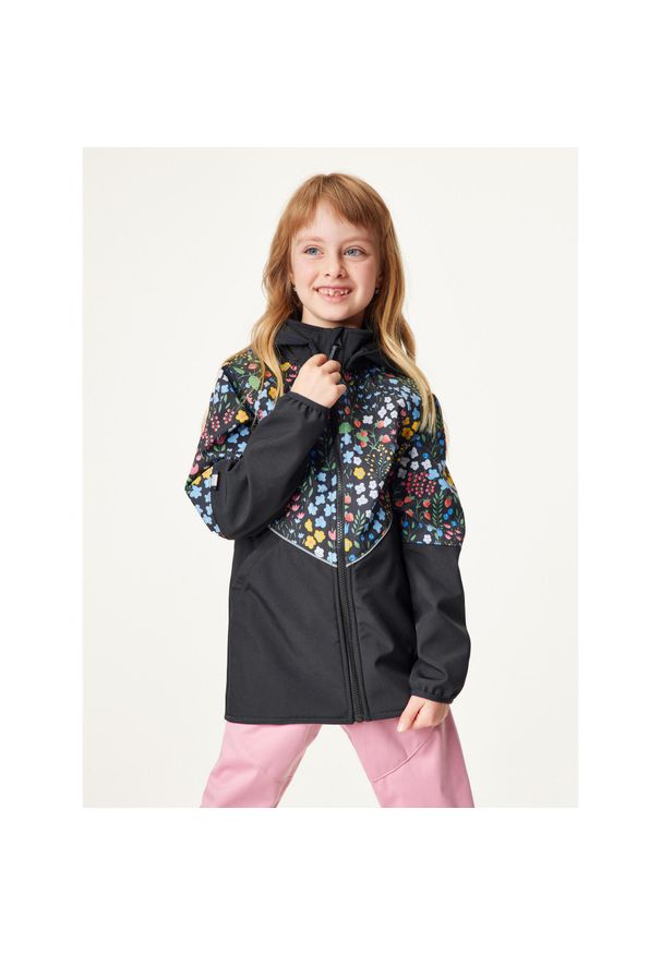UNUO - Kurtka softshellowa dziecięca z polarem Slim, czarny, Garden. Kolor: czarny. Materiał: materiał, poliester, softshell. Sezon: jesień, wiosna
