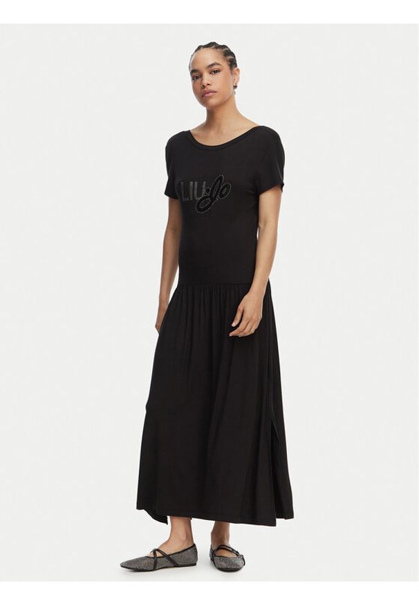 Liu Jo Sukienka codzienna VA6123 JS360 Czarny Regular Fit. Okazja: na co dzień. Kolor: czarny. Materiał: wiskoza. Typ sukienki: proste. Styl: casual