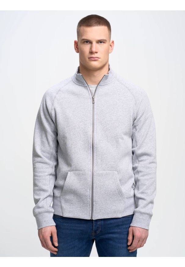 Big-Star - Bluza męska rozpinana szara Madorol 901. Kolor: szary. Wzór: gładki