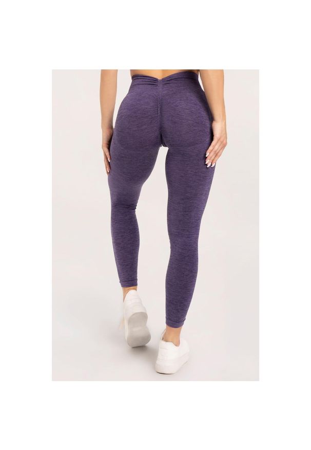 GYM GLAMOUR - Legginsy fitness damskie Gym Glamour seamless deep push up. Kolor: fioletowy. Sport: fitness