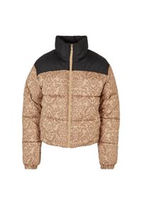Damska kurtka puchowa retro Urban Classics AOP Retro. Kolor: beżowy. Materiał: puch. Styl: retro #1