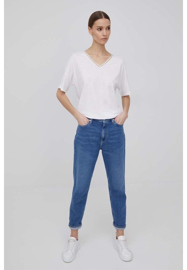 Calvin Klein Jeans jeansy damskie high waist. Stan: podwyższony. Kolor: niebieski