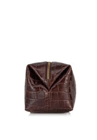 Ochnik - Kosmetyczka damska. Kolor: brązowy. Materiał: skóra. Wzór: motyw zwierzęcy #6