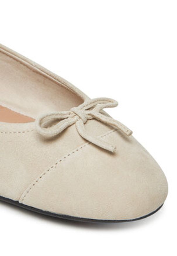 TOMMY HILFIGER - Tommy Hilfiger Baleriny Toe Cap Suede Ballerina FW0FW08909 Beżowy. Kolor: beżowy. Materiał: zamsz, skóra