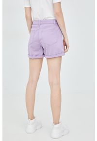 Noisy may - Noisy May szorty jeansowe damskie kolor fioletowy gładkie medium waist. Okazja: na co dzień. Kolor: fioletowy. Materiał: jeans. Wzór: gładki. Styl: casual